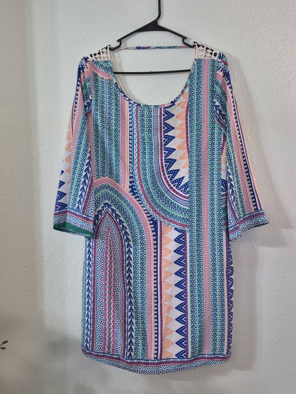 Pink Owl Multicolor Geometric Scoop-Neck Mini Dress
